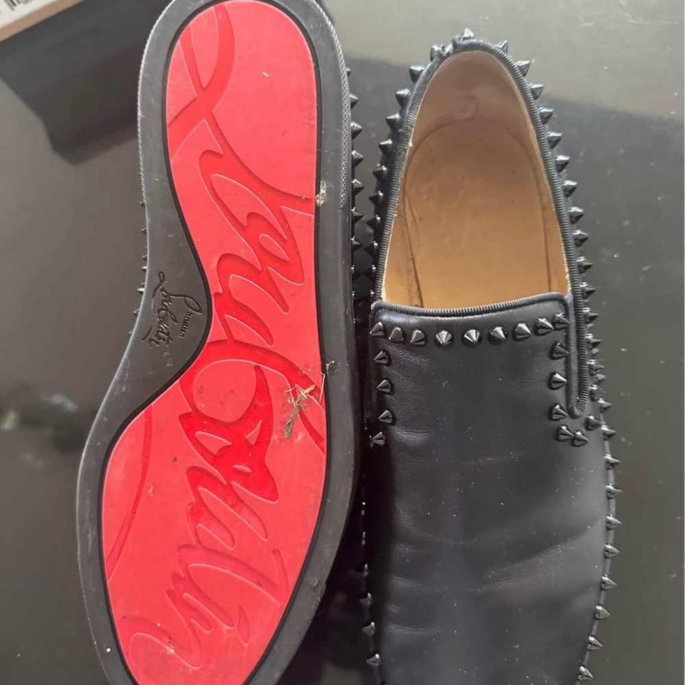 Christian Louboutin Black Studded Loafers